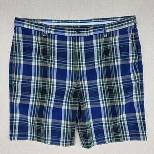 IZOD Blue Green Plaid Golf Shorts Mens Size 42